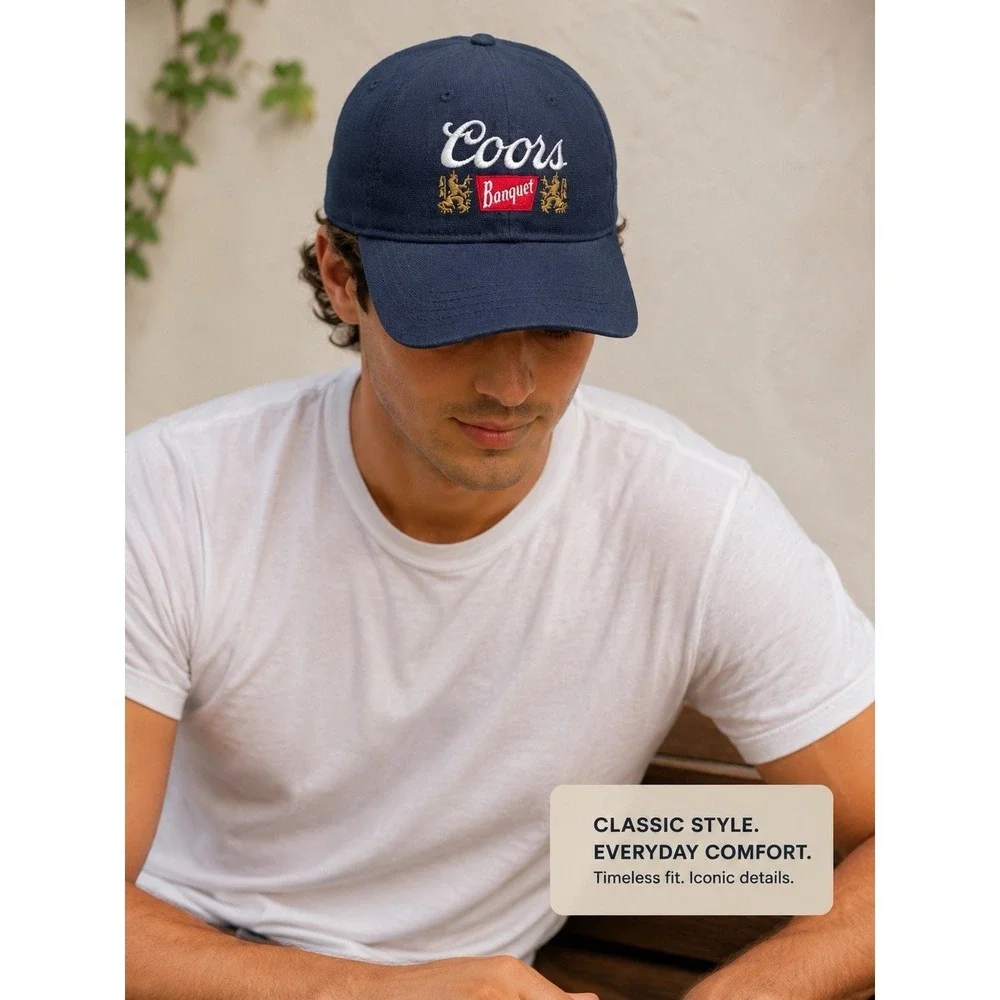 Coors Banquet Embroidered SnapBack Hat Navy Blue Beer Cap Dad Brewery